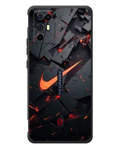 Чехол для ZTE Nubia RedMagic 6R с картинкой «Nike — эффект разломов»