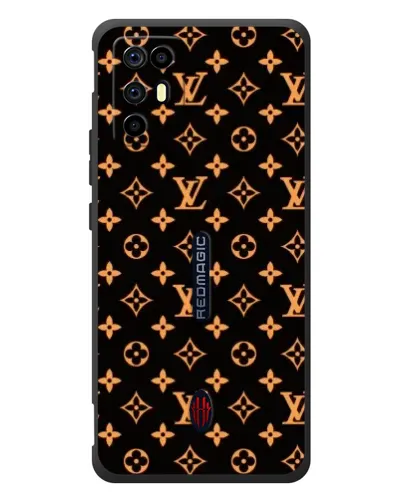 Чехол для ZTE Nubia RedMagic 6R с картинкой «Золотая монограмма LV»