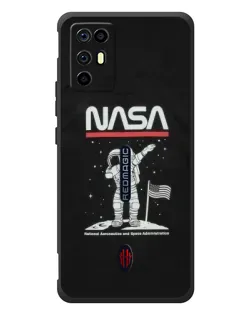 Чехол для ZTE Nubia RedMagic 6R с картинкой «NASA — шагаем по Луне»