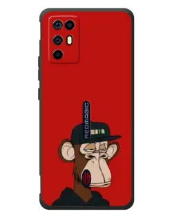 Чохол для ZTE Nubia RedMagic 6R з картинкою «Bored Ape — червоний фон»
