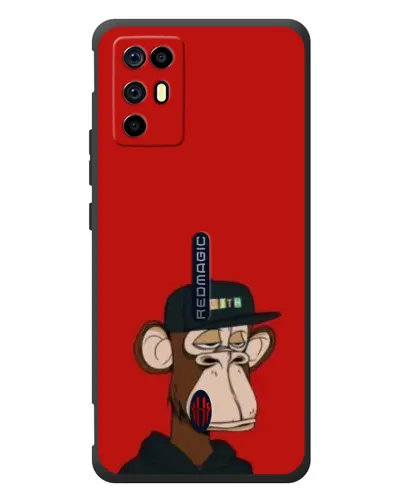 Чехол для ZTE Nubia RedMagic 6R с картинкой «Bored Ape — красный фон» Чехол для ZTE Nubia RedMagic 6R с картинкой «Bored Ape — красный фон»