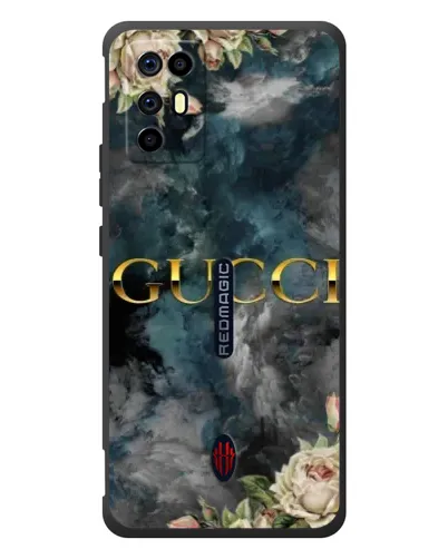 Чехол для ZTE Nubia RedMagic 6R с картинкой «Абстрактные цветы Gucci»