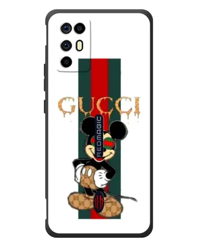 Чехол для ZTE Nubia RedMagic 6R с картинкой «Микки Маус Gucci — полосы»
