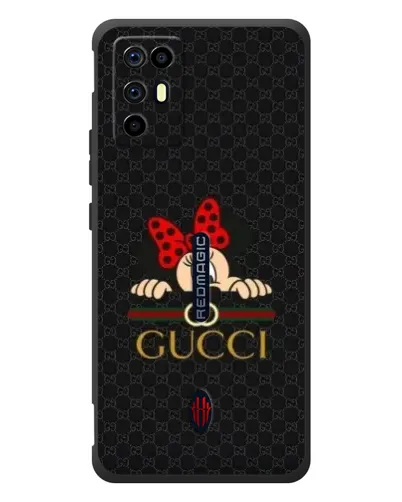 Чехол для ZTE Nubia RedMagic 6R с картинкой «Минни Маус Gucci — черный»