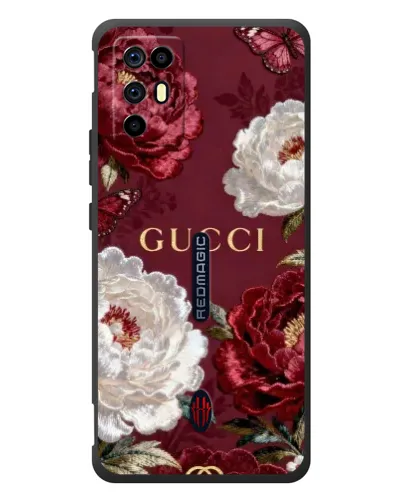 Чехол для ZTE Nubia RedMagic 6R с картинкой «Gucci — бордовые розы» Чехол для ZTE Nubia RedMagic 6R с картинкой «Gucci — бордовые розы»
