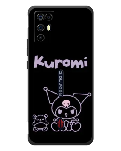 Чехол для ZTE Nubia RedMagic 6R с картинкой «Kuromi — черный минимализм»