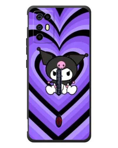 Чехол для ZTE Nubia RedMagic 6R с картинкой «Kuromi и фиолетовые сердца»