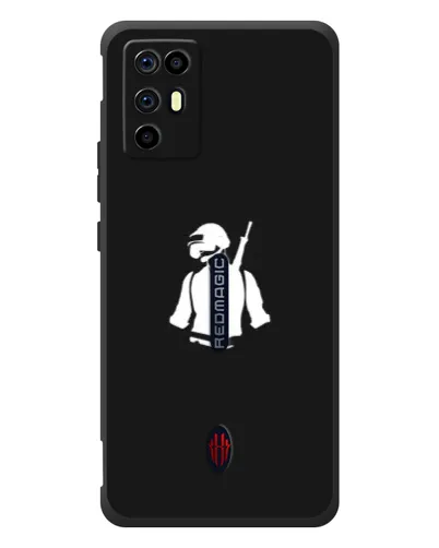 Чехол для ZTE Nubia RedMagic 6R с картинкой «PUBG — силуэт воина»