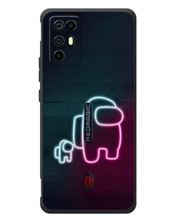 Чехол для ZTE Nubia RedMagic 6R с картинкой «Among Us неон-арт»