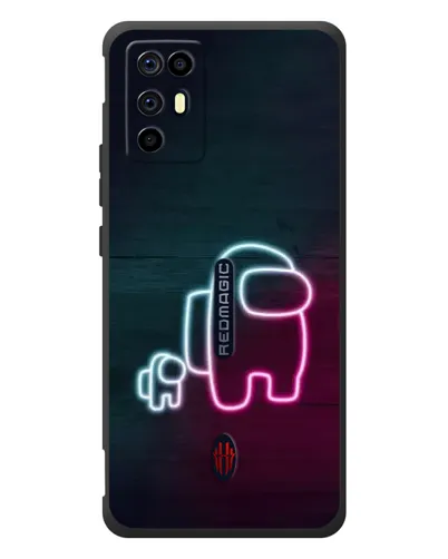 Чехол для ZTE Nubia RedMagic 6R с картинкой «Among Us неон-арт»