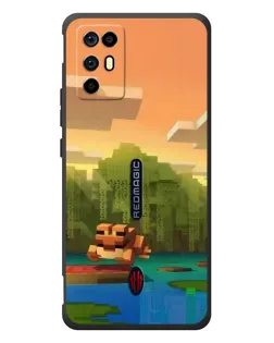 Чохол для ZTE Nubia RedMagic 6R з картинкою «Майнкрафт захід сонця»