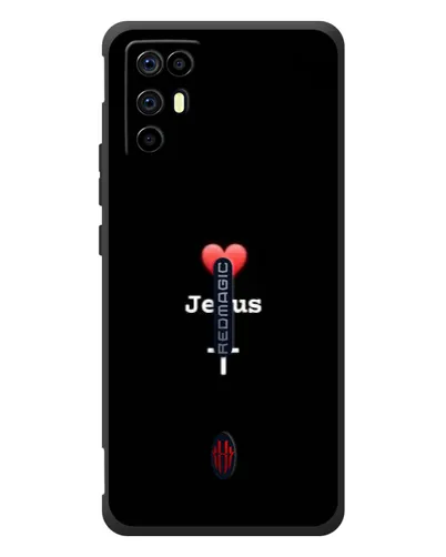 Чехол для ZTE Nubia RedMagic 6R с картинкой «Сердце - Jesus»