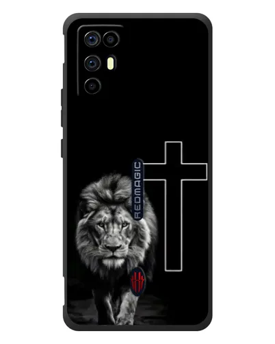 Чехол для ZTE Nubia RedMagic 6R с картинкой «Лев и Крест»