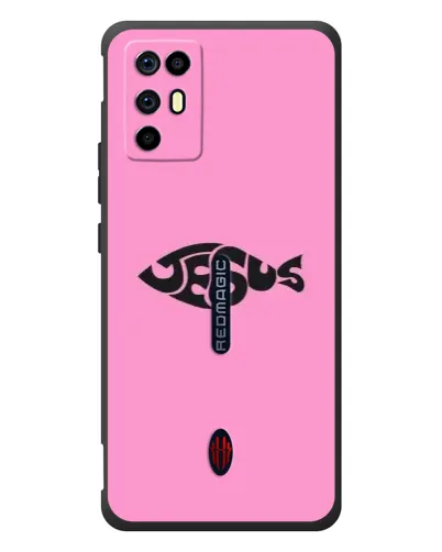 Чехол для ZTE Nubia RedMagic 6R с картинкой «Розовый символ  Jesus»
