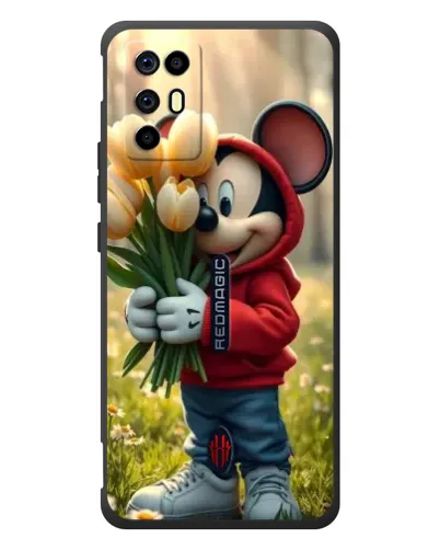Чехол для ZTE Nubia RedMagic 6R с картинкой «Микки с тюльпанами» Чехол для ZTE Nubia RedMagic 6R с картинкой «Микки с тюльпанами»