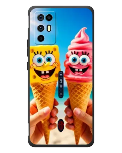 Чехол для ZTE Nubia RedMagic 6R с картинкой «Спанч Боб мороженое»