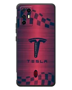 Чохол для ZTE Nubia RedMagic 6R з картинкою «Тесла червоний карбон»