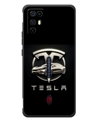 Чехол для ZTE Nubia RedMagic 6R с картинкой «Tesla — серебристое авто»