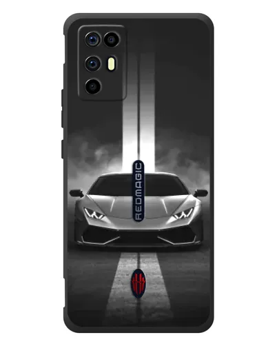 Чехол для ZTE Nubia RedMagic 6R с картинкой «Lamborghini симметрия дорог»