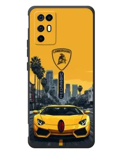 Чехол для ZTE Nubia RedMagic 6R с картинкой «Желтый Lamborghini город»