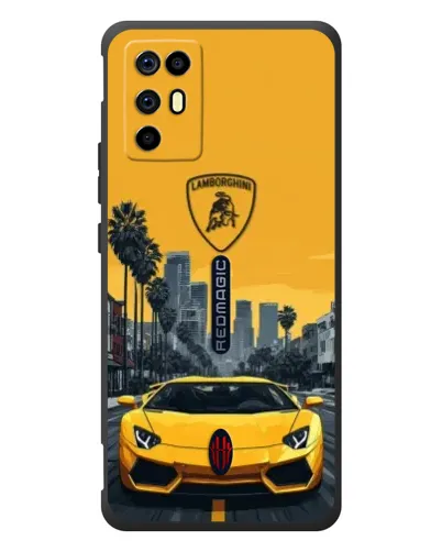 Чехол для ZTE Nubia RedMagic 6R с картинкой «Желтый Lamborghini город»