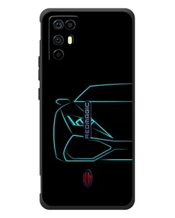 Чехол для ZTE Nubia RedMagic 6R с картинкой «Голубой силуэт Lamborghini»
