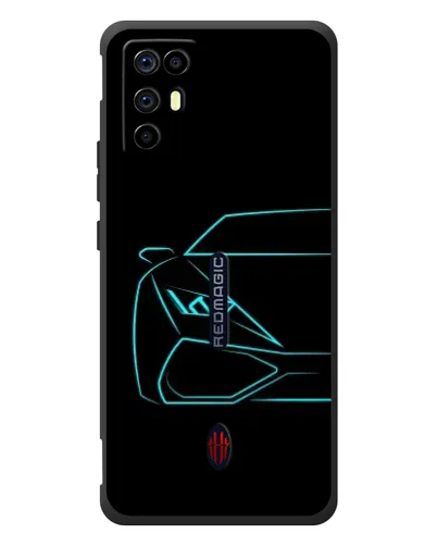 Чехол для ZTE Nubia RedMagic 6R с картинкой «Голубой силуэт Lamborghini»