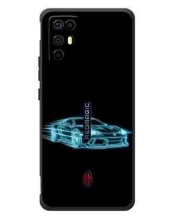 Чехол для ZTE Nubia RedMagic 6R с картинкой «Неоновый контур Lamborghini»