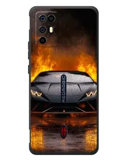 Чехол для ZTE Nubia RedMagic 6R с картинкой «Lamborghini в огне»