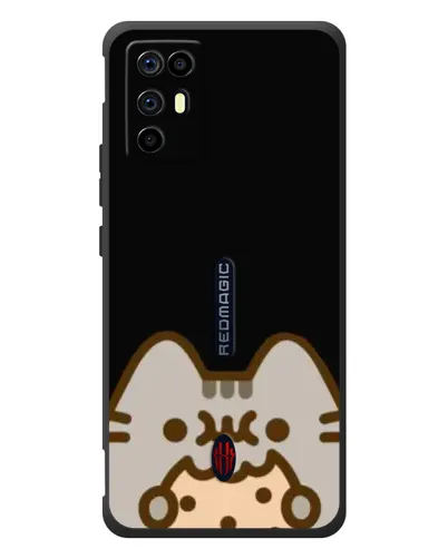 Чехол для ZTE Nubia RedMagic 6R с картинкой «Пушин на черном»