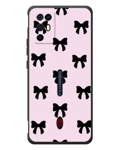 Чехол для ZTE Nubia RedMagic 6R с картинкой «Черные банты Coquette»