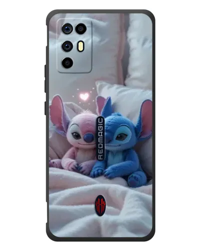 Чехол для ZTE Nubia RedMagic 6R с картинкой «Плюшевые Стич Ангел»
