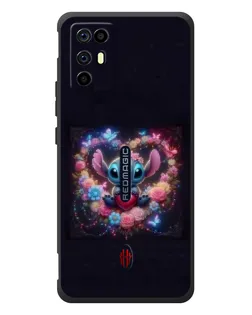 Чохол для ZTE Nubia RedMagic 6R з картинкою «Stitch у квітах»