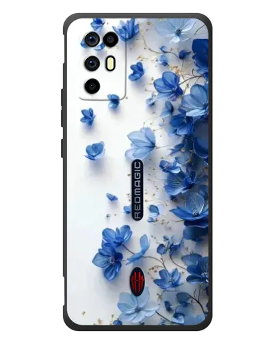 Чехол для ZTE Nubia RedMagic 6R с картинкой «Голубой цветочный каскад»