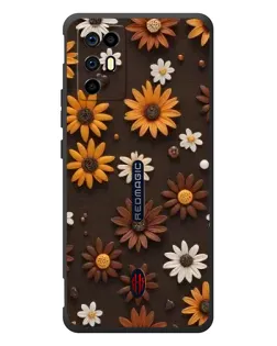 Чохол для ZTE Nubia RedMagic 6R з картинкою «Візерунок з маленьких соняшників»