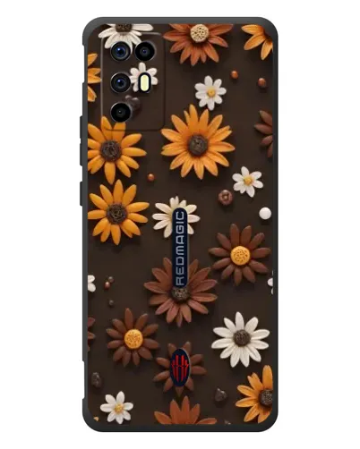 Чехол для ZTE Nubia RedMagic 6R с картинкой «Узор из маленьких подсолнухов»