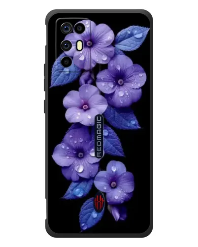 Чехол для ZTE Nubia RedMagic 6R с картинкой «Фиолетовые цветы с росою»