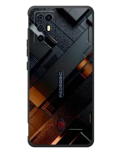 Чехол для ZTE Nubia RedMagic 6R с картинкой «Черные геометрические блоки»
