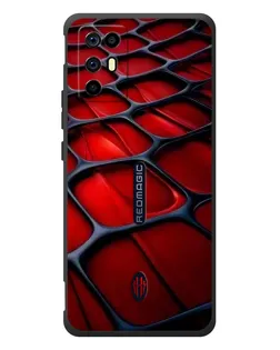 Чехол для ZTE Nubia RedMagic 6R с картинкой «Красная глянцевая сетка»