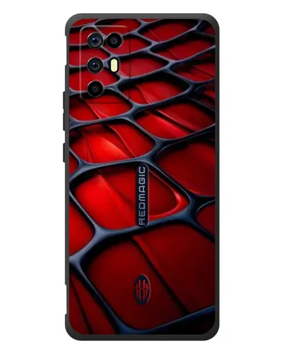 Чехол для ZTE Nubia RedMagic 6R с картинкой «Красная глянцевая сетка»