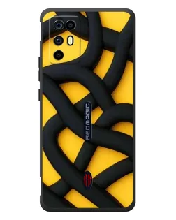 Чехол для ZTE Nubia RedMagic 6R с картинкой «Черное желтое переплетение»