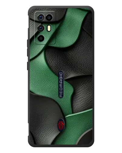 Чехол для ZTE Nubia RedMagic 6R с картинкой «Зеленые кожаные волны»