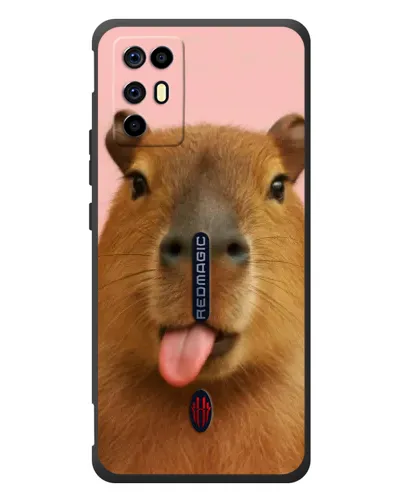 Чехол для ZTE Nubia RedMagic 6R с картинкой «Капибара с языком»