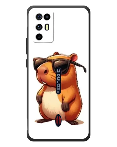 Чехол для ZTE Nubia RedMagic 6R с картинкой «Капибара в очках»