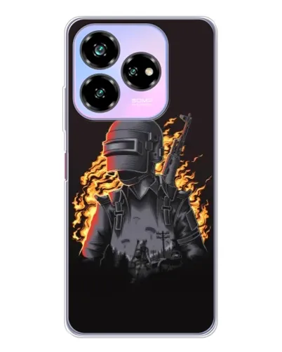 Чехол для ZTE Nubia V60 Design с картинкой «PUBG — огненный силуэт»