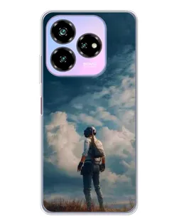 Чехол для ZTE Nubia V60 Design с картинкой «Герой PUBG на скале»