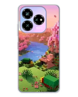 Чехол для ZTE Nubia V60 Design с картинкой «Розовое дерево Minecraft»