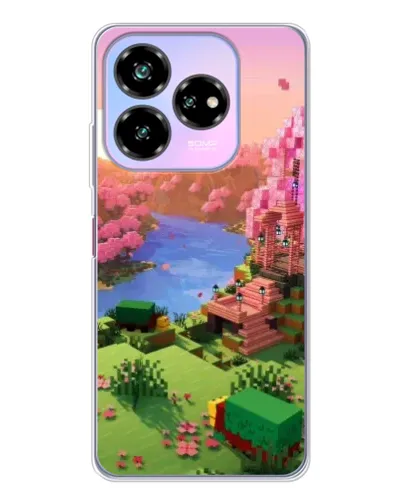 Чехол для ZTE Nubia V60 Design с картинкой «Розовое дерево Minecraft»