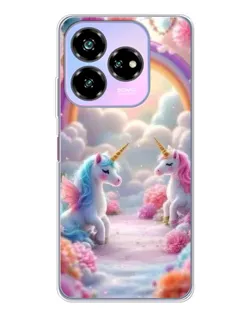 Чехол для ZTE Nubia V60 Design с картинкой «Радуга и единороги»