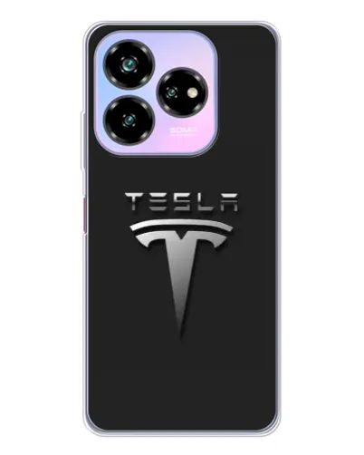Чехол для ZTE Nubia V60 Design с картинкой «Стальной логотип Tesla»